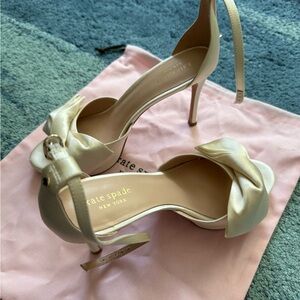 Kate Spade Ivory Bow Heels Women's Bridal Satin - Size 8.5